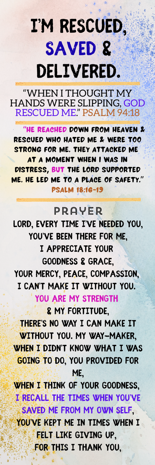 I'm Rescued, Saved & Delivered.